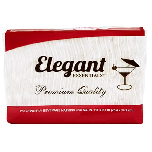Plastirun 2-Ply Elegant White Premium Beverage / Cocktail Napkin