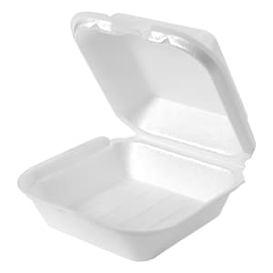 Genpak SN227-WHT 6 3/8" x 6 7/16" x 2 15/16" White Jumbo Snap It Foam Hinged Lid Sandwich Container