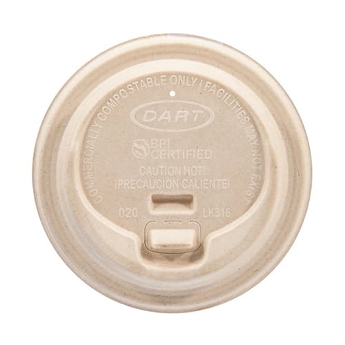 Dart 10-24 oz Bagasse Molded Fiber Reclosable Sip Lid - Tan