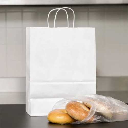 White Missy Paper Shopping Bag with Handles 10" x 5" x 13"