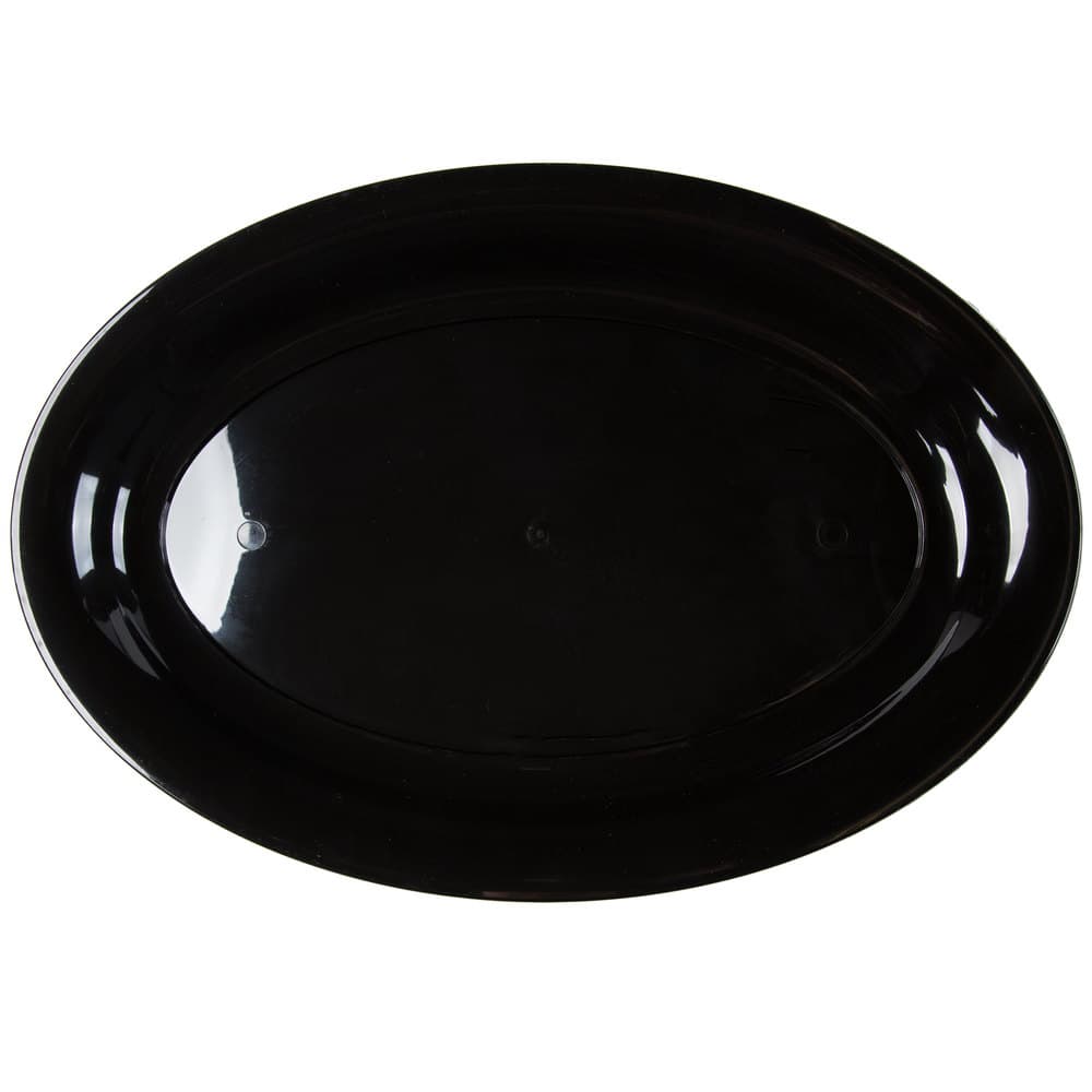 Fineline 483.BK Innovative Caterware 16" x 11" Black Plastic Oval Cater Tray