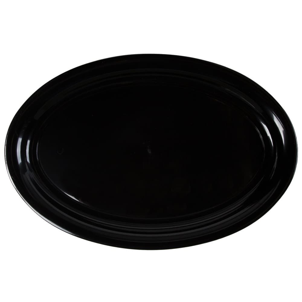 Fineline 484.BK Innovative Caterware 21" x 14" Black Plastic Oval Cater Tray