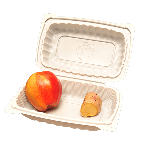 KPS 9" x 6" x 3" Microwavable MFPP White 1-Compartment Hinged Container