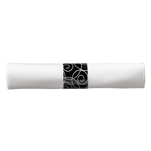 Hoffmaster 119971 CaterWrap 17" x 17" Pre-Rolled Silver Swirl Linen-Like White Napkin and Cutlery