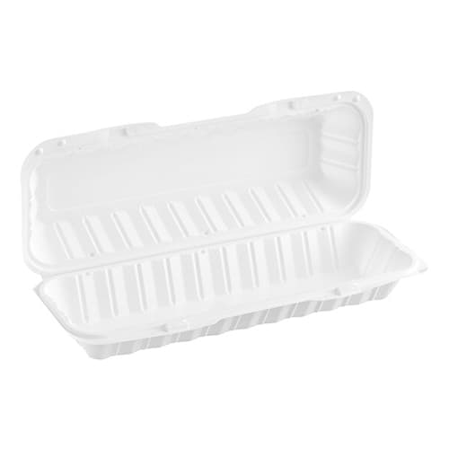 Ecopax Pebble Box MFPP White Hinged Hoagie Container 13.23" x 4.72" x 3.31"