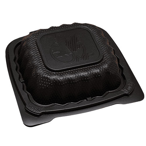 KPS 6" x 6" Microwavable MFPP Black 1-Compartment Hinged Container