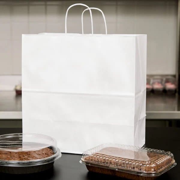 Junior White Paper Shopping Bag with Handles 13" x 7" x 13"