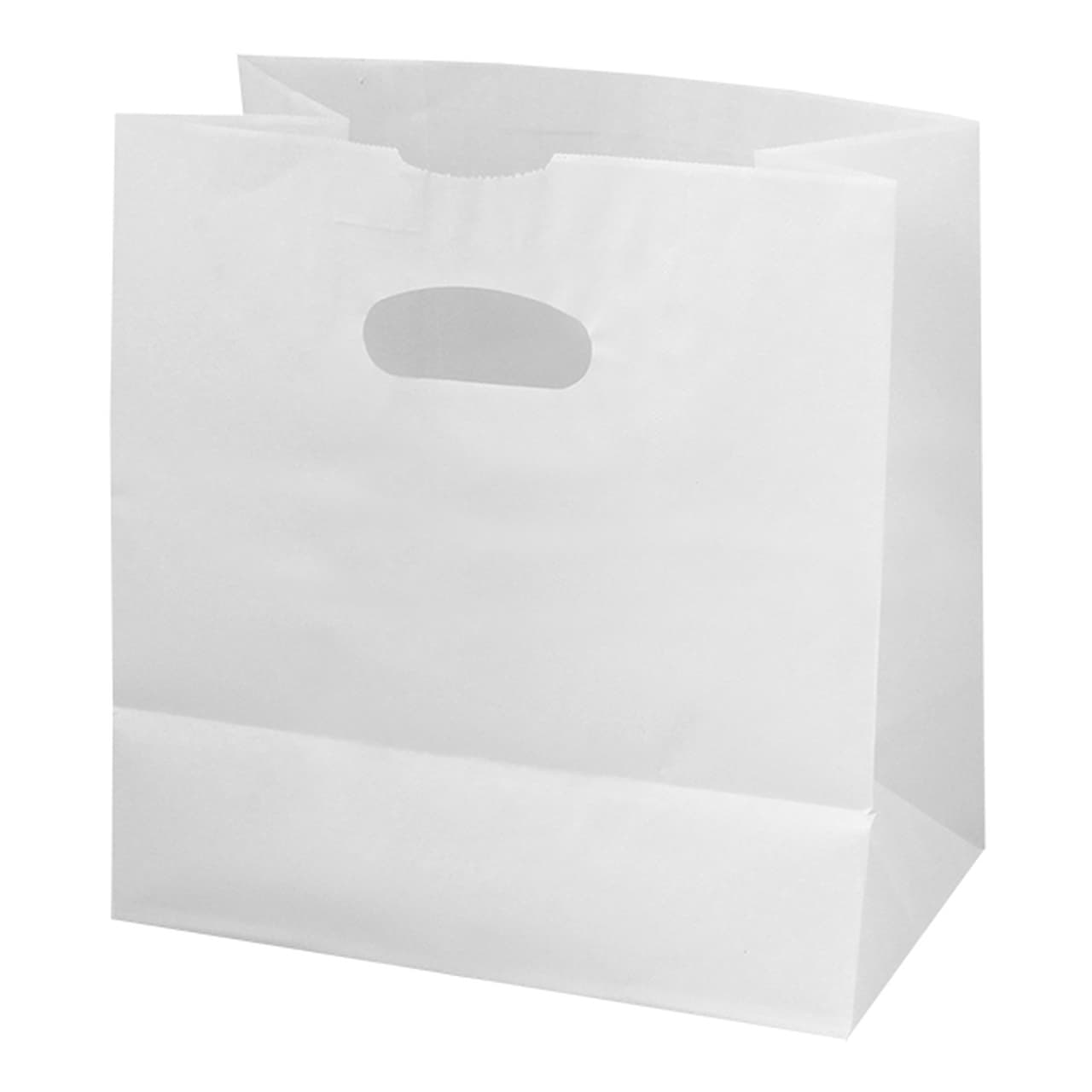 Flexocraft 11" x 6" x 11" White Die Cut Handle Bag
